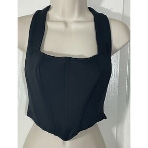 Kiki Riki Bustier Corset Black Medium Lace Up Goth Steampunk Festival Witchy y2K